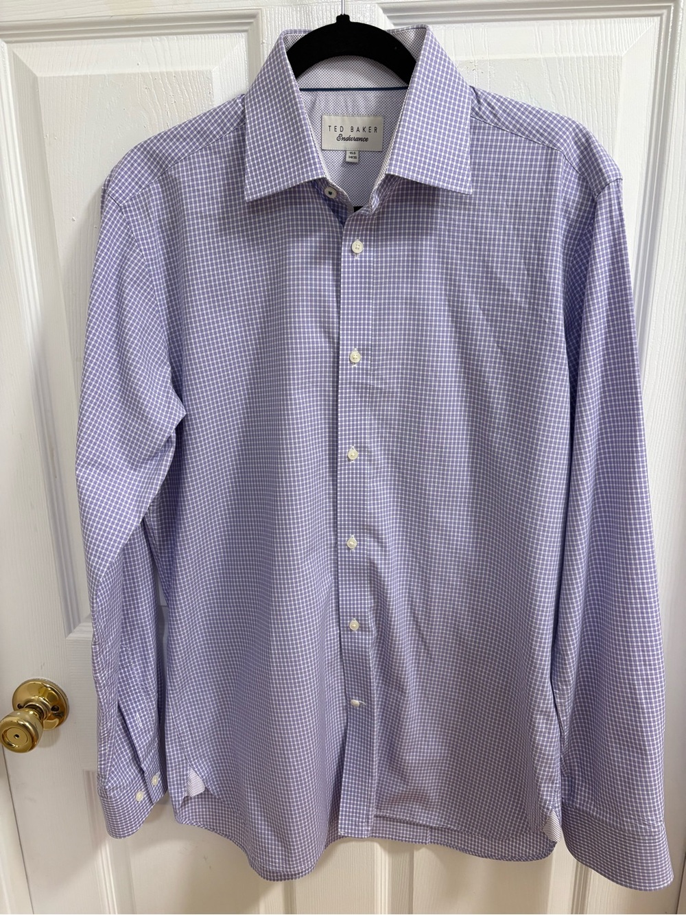 Ted Baker Endurance purple micro-check long-sleeve button-up shirt
